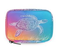 Line Drawn Sea Turtle Pill Organizer Travel Medicine Case with Zipper Daily Vitamin Storage Bag Portable 8 Slot Weekly Pill Box Supplement Holder for Home Office Gym Travel