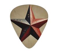 Line five-pointed star printed guitar picks, 12-piece set with thin, medium, and thick styles, comes with a storage case