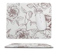 Line Floral Rose Design Stitched Edge Mouse Pad