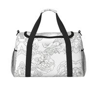 Line Floral Rose Flowers Design Print Duffel Bag for Travel Weekender Overnight Carry On Bag Women Men Gym Luggage Bag Carry on