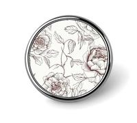 Line Floral Rose Flowers Design2 Badge Holder Exquisite Round Badge with Picture Pin DIY Button Badges Personalized Metal Button Pin Fashion Brooch Crafts Gifts Clothes Decorative Pins