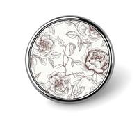 Line Floral Rose Flowers Design2 Badges Pin, Personalized Exquisite Round Badge, 1 Inch Button Pins for Women And Men, Decorative Metal Round Brooch for Clothing, Backpacks, And Hats