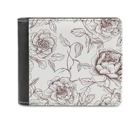 Line Floral Rose Flowers Design2 Bifold Wallet for Men & Women,Small Wallets Secure And Durable,Front Pocket Wallet for Gift