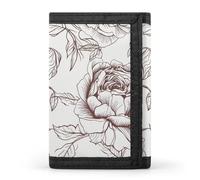 Line Floral Rose Flowers Design2 Wallet,Credit Card Holder,Three-fold Wallet for Passport Covers, Purse Passport Bag for Men Women