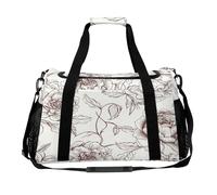 Line Floral Rose Flowers Design2 Weekender Bag for Women Men Overnight Travel Duffel Bag Large Sport Gym Bag Personalized Lightweight Hospital Bag Carry On Tote Bag for Travel Essentials