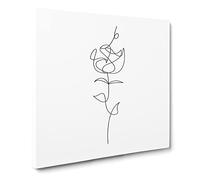 Line Flower Canvas Print | Gallery Wrapped 30mm Frame Wall Art | 20x20 inches | Ready to Hang | Modern Floral Picture | Living Room Bedroom Lounge Office