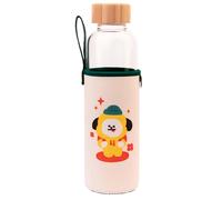 Line Friends BT21 Glass Water Bottle 500ml Reusable CHIMMY Pattern with Case