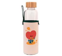 Line Friends BT21 Glass Water Bottle 500ml Reusable TATA Pattern with Case