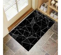Line Geometry Doormat - Inside And Outside Welcome Mat, Carbon Black Indoor Front Doormat With Non-Slip Backing, Heavy Duty Entrance Mat, 50 X 80 Cm Modern Simple