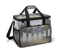 Line Ghosts Old Barn Rustic Farmhouse Camping Cooler Bags Insulated Beach Cooler Portable Leak Proof Camping Cooler with Shoulder Strap