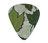 line green leaf background Guitar picks in thin, medium, and thick sizes, 12-piece set, suitable for electric guitar and various instruments
