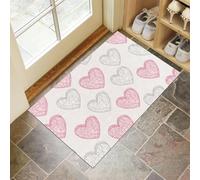 Line Heart Shape Doormat - Inside And Outside Welcome Mat, Ivory Indoor Front Doormat With Non-Slip Backing, Heavy Duty Entrance Mat, 45 X 75 Cm Simple Style