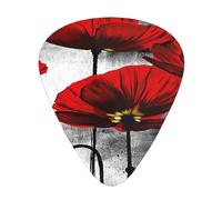Line Of Poppies Wall Art Red,12 Pcs Guitar Pick,3 Different Thickness Plectrums for Acoustic Guitar Bass Ukulele (0.46mm 0.96mm 0.71mm)