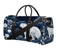 Line Polar Bear Foldable Travel Duffle Bag Waterproof Sports Gym Bag with Shoulder Straps