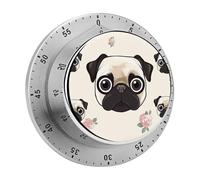Line Pug Kitchen Timer - Mechanical Visual Timer, Stainless Steel Digital Timers with Magnetic Base Egg Timers for Hard Boiled Eggs 60-Minute Countdown Kitchen Clock for Cooking