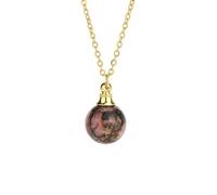 Line Rhodorine Crystal Necklace with Golden Chain,Essential Oils Diffuser Necklaces for Women Fshion Small Ball Pendant Chork Amulet Jewelry Gifts for Girls Birthday Christmas Line Rhodorine