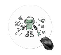 Line Robot Round Mouse Pad Smooth Glide Gaming Mousepad Extra Density Portable Comfortable Mouse Mat for Desk, Home, Office 7.8x7.8 Inches
