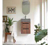 Line - Solid walnut and marble vanity unit 40 cm Dark Brown