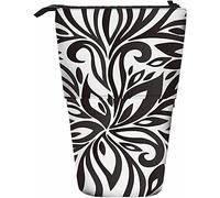 Line Telescopic Pencil Stationery Case Pens Storage Box with Zipper Closure for Women Men Boys Girls Twirl Curl Floral Striped Zebra Curve Monochrome Creative Stylish Classic