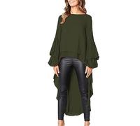 Line Tops for Women UK Violet Blouse Thank You Gifts Dating Women's Loose Fashion Top Shirt Long Sleeve O Neck Solid Color Pullover Shirt Chiffon Shirt Irregular Chiffon Top Amazon Sale Clearance