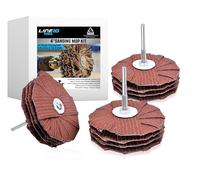 LINE10 Tools 4-inch Sanding Mop Kit, Moulding Flap Wheel Sander for Drill, 80, 120, 240 Grit Mop Sanders Brush, 1/4" Shank, Abrasive Flapper Sander for Woodworking, Contours, Finishing, Pack of 3