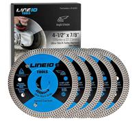 LINE10 Tools 5pk 4.5 Inch Diamond Saw Blades for Angle Grinder - Ultra Thin Tile Cutting Wheel Ceramic Blade - Professional Porcelain Tile Cutter Tool X-Turbo Rim for Granite Stone Masonry Wet Dry Cut