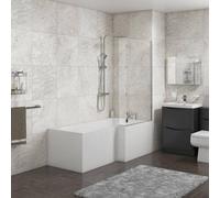 Linea 1700mm L-Shape Shower Bath, Front Panel & Screen - Right Hand