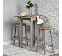 Home Source Corona Linea Pine Grey Drop Leaf Breakfast Bar Set
