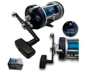 LINEAEFFE GTL 500 SEA BOAT FISHING LARGE MULTIPLIER REEL PRELOADED BLUE LINE