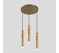 Linear 3 Light Chandelier Contemporary LED Pendant Light Fixture Brushed Gold Long Tube Hanging Lamp Farmhouse Black Industrial Cluster Pendant Lighting for Kitchen Bar Dining Room Bedroom