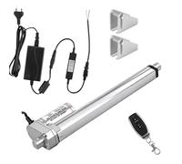 Linear Actautor with Remote Control with Power Supply 750N 1000N 1500N DC12V Linear Motor Drive for Window Opener Swing Gate(1500N 4mm.s silver,150mm Stroke)