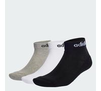 adidas Unisex Linear Ankle Cushioned Socks 3 Pairs, Medium Grey Heather/White/Black, 6.5-8