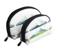 Linear Aurora Moon Cosmetic Bag, Travel Makeup Pouch, Portable Waterproof Cosmetic Pouch for Girls Women., A Corner Of Snow Mountain, One Size