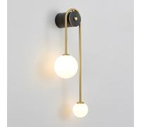 Linear Brass Wall Lamp, Copper U-shaped Wall Light with Spherical Glass Shade, G9 Socket, Porch Decorative Wall Sconce, Modern Minimalist Wall Lamps for Bedside, Living Room