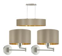 Elegant Taupe Gold Linear Ceiling Pendant And Wall Lights Set For Dining Rooms