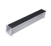 Linear Channel Drain with Durable Polymer Grate - Efficient Outdoor Trench Drainage for Yard Rainwater Management & Flood Prevention