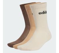 adidas Linear Crew Cushioned Socks 3 Pair Pack, Wonder White/Magic Beige/Earth strata, 6.5-8