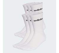 Adidas Socks - Linear Crew Cushioned Unisex - 6-Pack, White/Black, Size 8.5-10