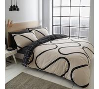 Linear Curve Geometric Duvet Cover Black Double