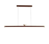Linear Dining Room Pendant Light, Wooden Long Tube Hanging Lamp with Acrylic Shade, Modern LED Chandelier - 24W, Slim Walnut Suspension Lamps, Strip Kitchen Island Drop Lights