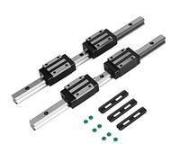 Linear Guide Rail Cast Iron HGH15 High Precision Smooth Movement Slider Block for Automation Equipment Precision Measuring Machines Black 30x1.5x1.5cm 2Pcs with 4Pcs Slide Blocks