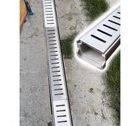 Linear gutter strainers Drain Cover Floor Channel Drain With Stainless Steel Grate, 60Cm Length Sink Drainage Protectors, Non Slip Yard Deck Lawn Grate Trench Indoor Outdoor(60X10X4Cm/23.6X3