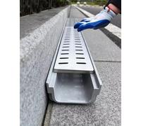 Linear gutter strainers Drain Cover Plastic Channel Drain With Stainless Steel Grate Cover, 4" Width Trench Grate System For Yard Driveway Concrete, Narrow Domestic Drainage(4 Pack,60X10X4Cm