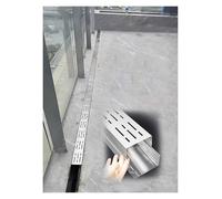 Linear gutter strainers Narrow Outdoor Tile Channel Drain With Removable Cover Grid Grate, 3.3Ft 6.5Ft Slim Long Patio Drainage Ditch, Drop-In Garage Floor Drain, For Garden/Yard/Sidewalk(2