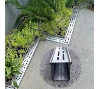 Linear gutter strainers Stainless Steel Patio Drainage Channel Kit Narrow Trench Drain For Yard Rain Metal Drainage Trench For Indoor Outdoor Decor 2 3/4" X 2"