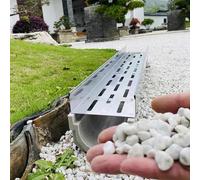 Linear gutter strainers U Shape Trench Drain Kit For Pebbles Fill, Channel Drainage System With Stainless Steel Cover, Outdoor Rain For Garden/Yard/Park(100X15X11Cm/39.3X5.9X4.3In)