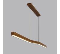 Linear Hanging Chandelier Nordic Pendant Light, Dining Room LED Dimmable Light Fixture, Wood Grain Metal Pendant Light Island Light for Kitchen Long Strip Hanging Light