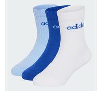 adidas Unisex Kids Linear Kids Crew 3 Pairs Per Pack Socks Socks, white/team royal blue/glow blue, XS