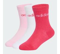 adidas Unisex Kids Linear Kids Crew 3 Pairs Per Pack Socks Socks, white/clear pink/power pink, 4-5 Years
