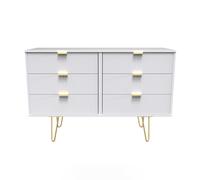 Linear Large Chest of Drawers White 6 Drawers 115cm